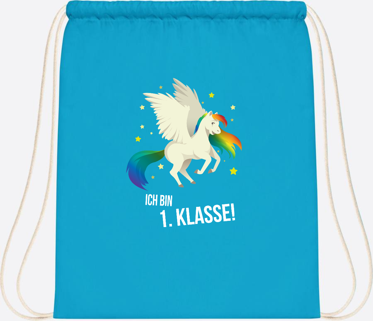 Turnbeutel "Ich bin 1. Klasse" mit Name – Geschenk zur Einschulung - Surf Blue