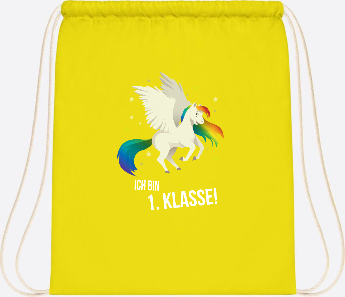 Turnbeutel "Ich bin 1. Klasse" mit Name – Geschenk zur Einschulung - Yellow