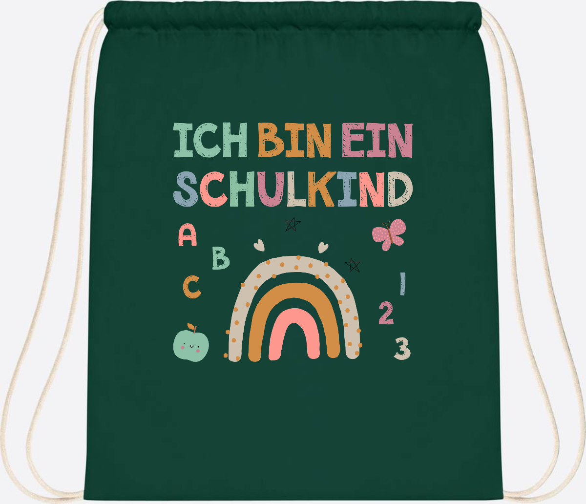 Turnbeutel "Ich bin ein Schulkind" – Geschenk zur Einschulung - Bottle Green