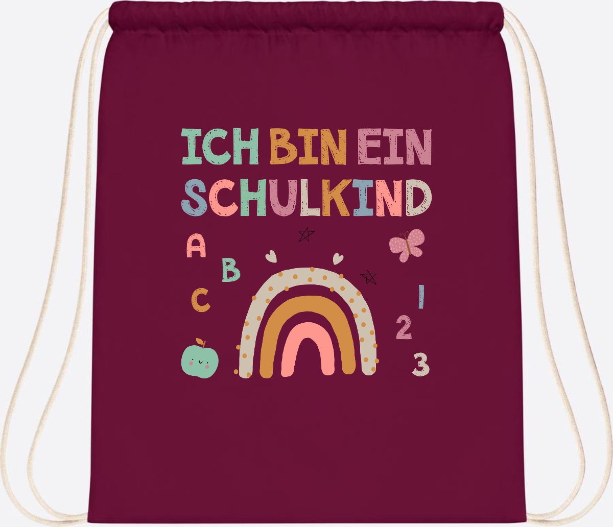 Turnbeutel "Ich bin ein Schulkind" – Geschenk zur Einschulung - Burgundy