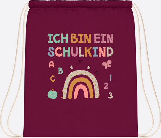 Turnbeutel "Ich bin ein Schulkind" – Geschenk zur Einschulung - Burgundy