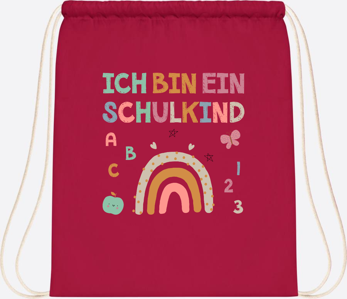 Turnbeutel "Ich bin ein Schulkind" – Geschenk zur Einschulung - Classic Red