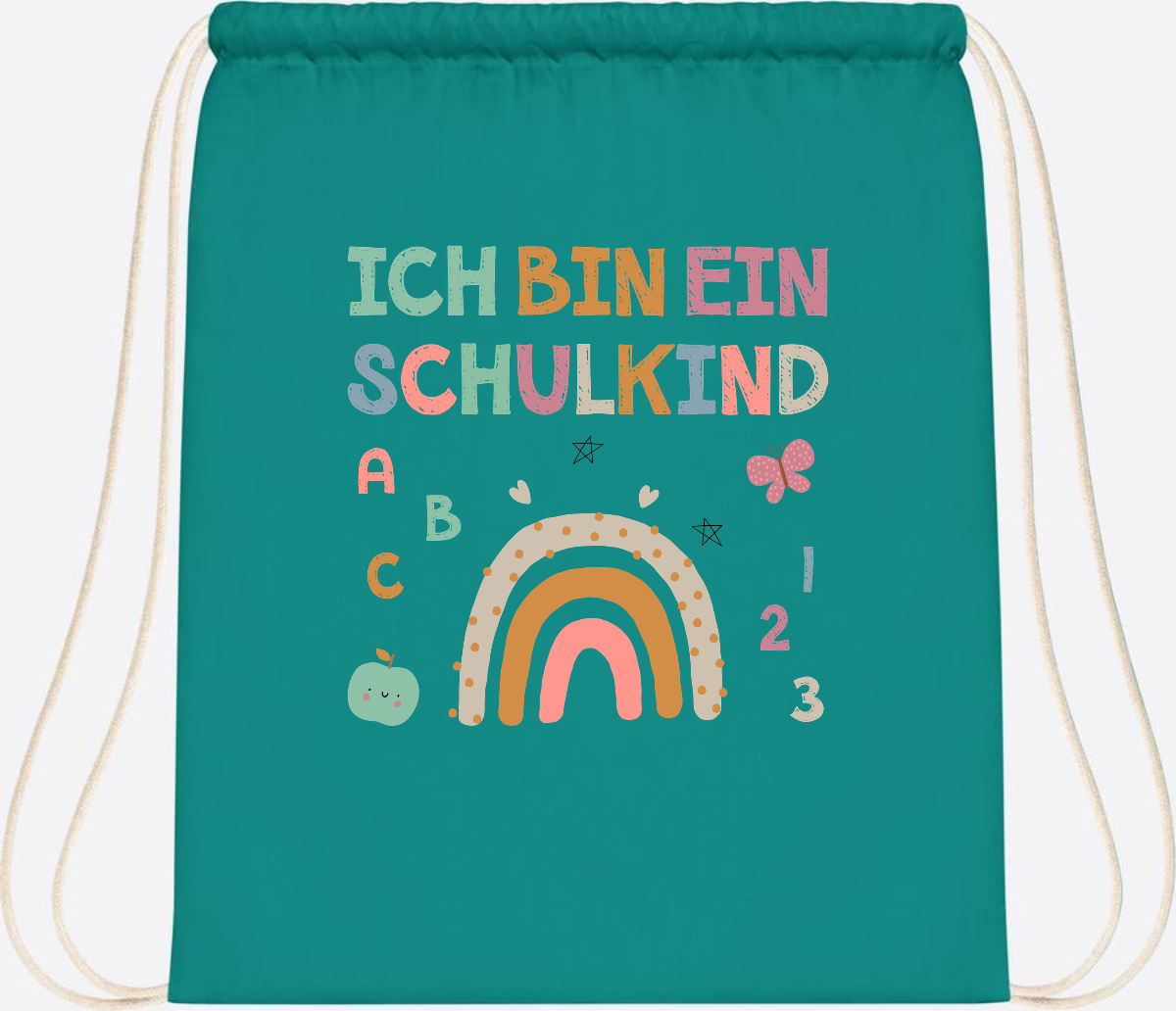 Turnbeutel "Ich bin ein Schulkind" – Geschenk zur Einschulung - Emerald