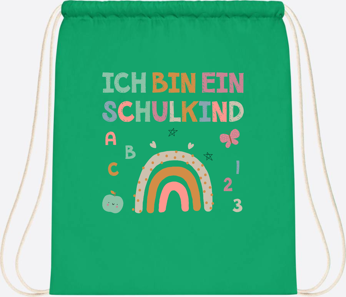 Turnbeutel "Ich bin ein Schulkind" – Geschenk zur Einschulung - Kelly Green