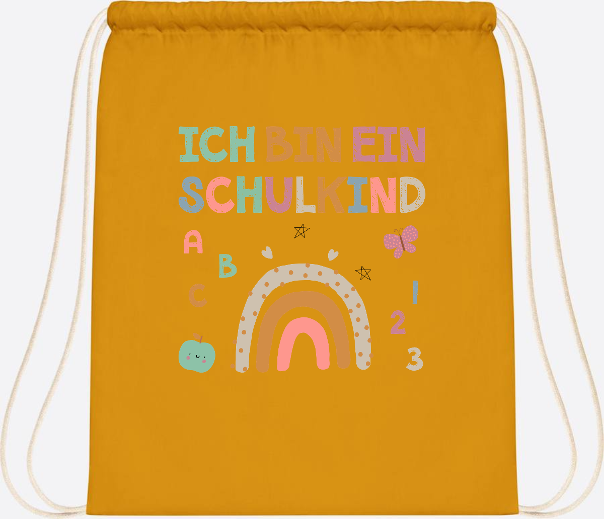 Turnbeutel "Ich bin ein Schulkind" – Geschenk zur Einschulung - Mustard