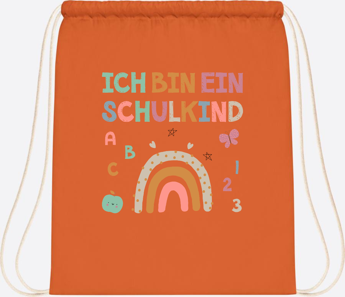 Turnbeutel "Ich bin ein Schulkind" – Geschenk zur Einschulung - Orange