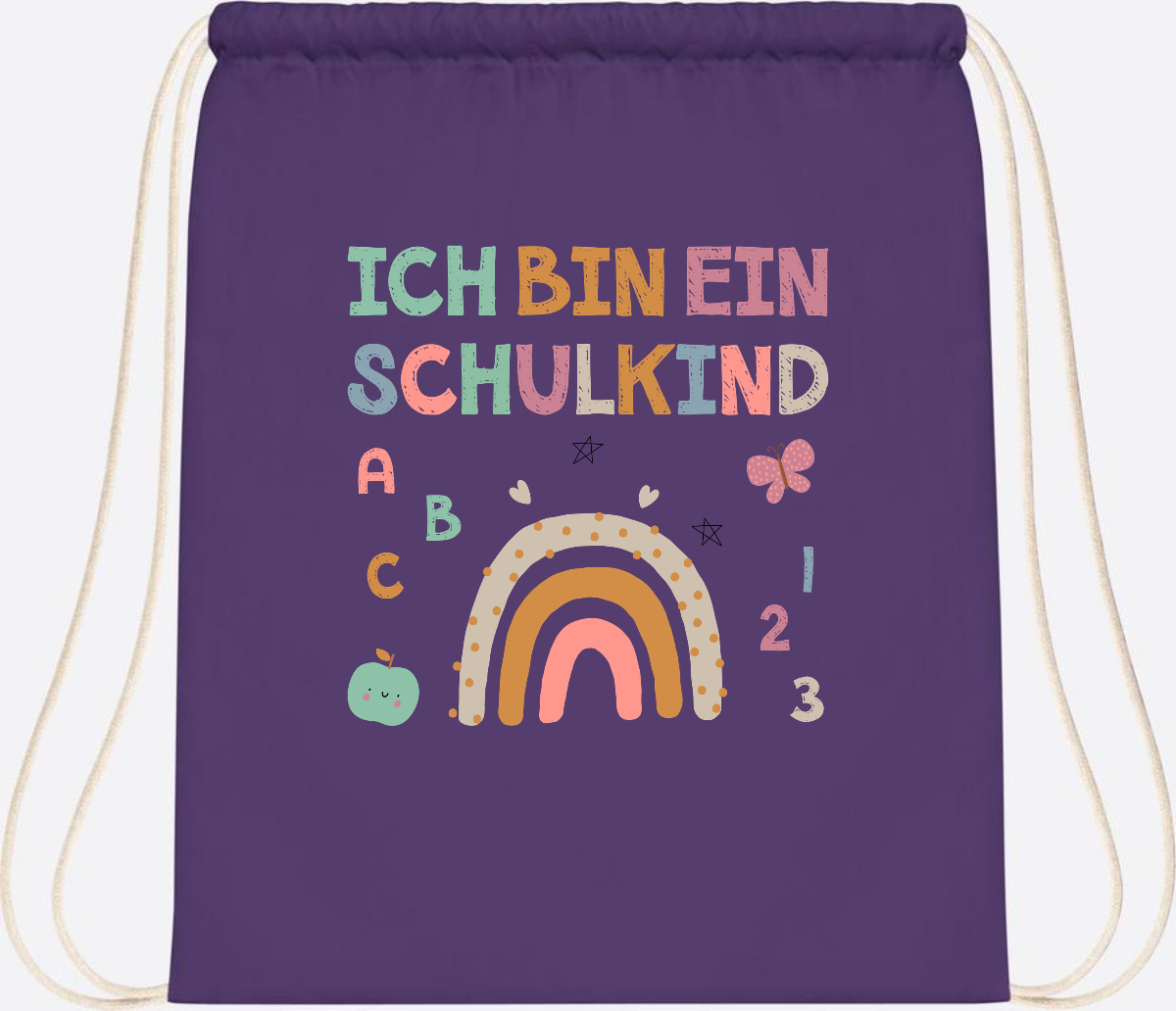 Turnbeutel "Ich bin ein Schulkind" – Geschenk zur Einschulung - Purple