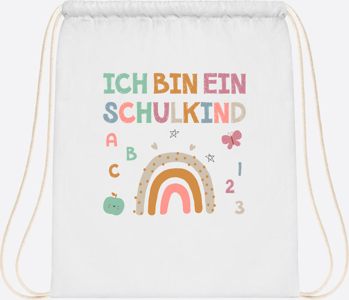 Turnbeutel "Ich bin ein Schulkind" – Geschenk zur Einschulung - White