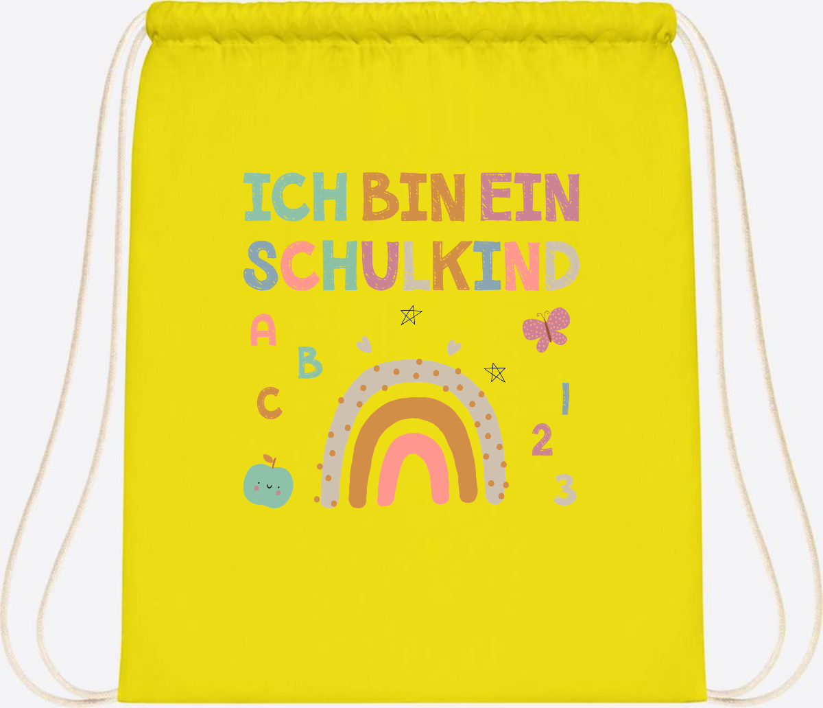 Turnbeutel "Ich bin ein Schulkind" – Geschenk zur Einschulung - Yellow