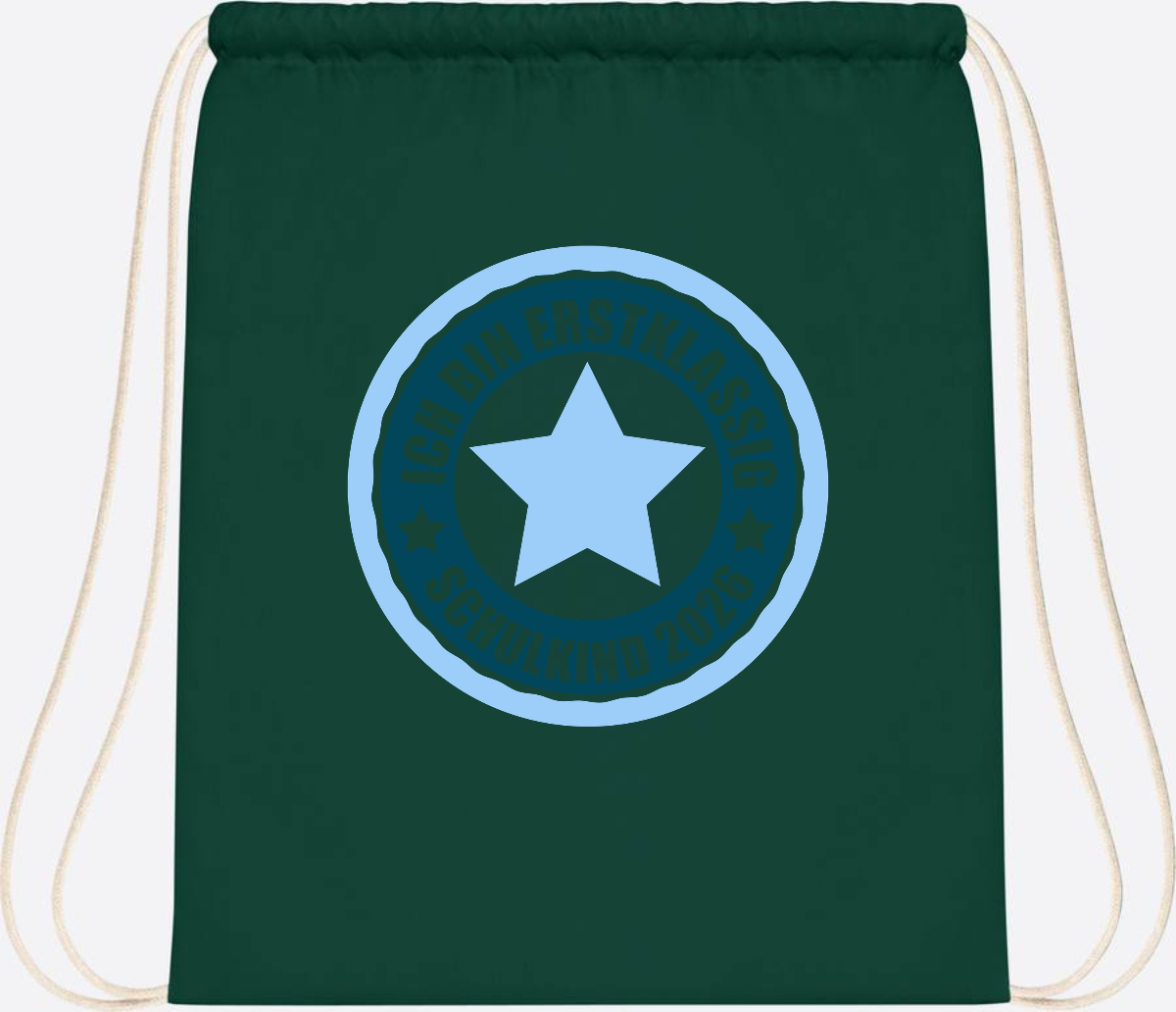 Turnbeutel „Ich bin erstklassig“ – Schulkind 2026 Geschenk - Bottle Green