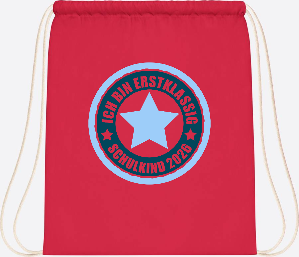 Turnbeutel „Ich bin erstklassig“ – Schulkind 2026 Geschenk - Bright Red