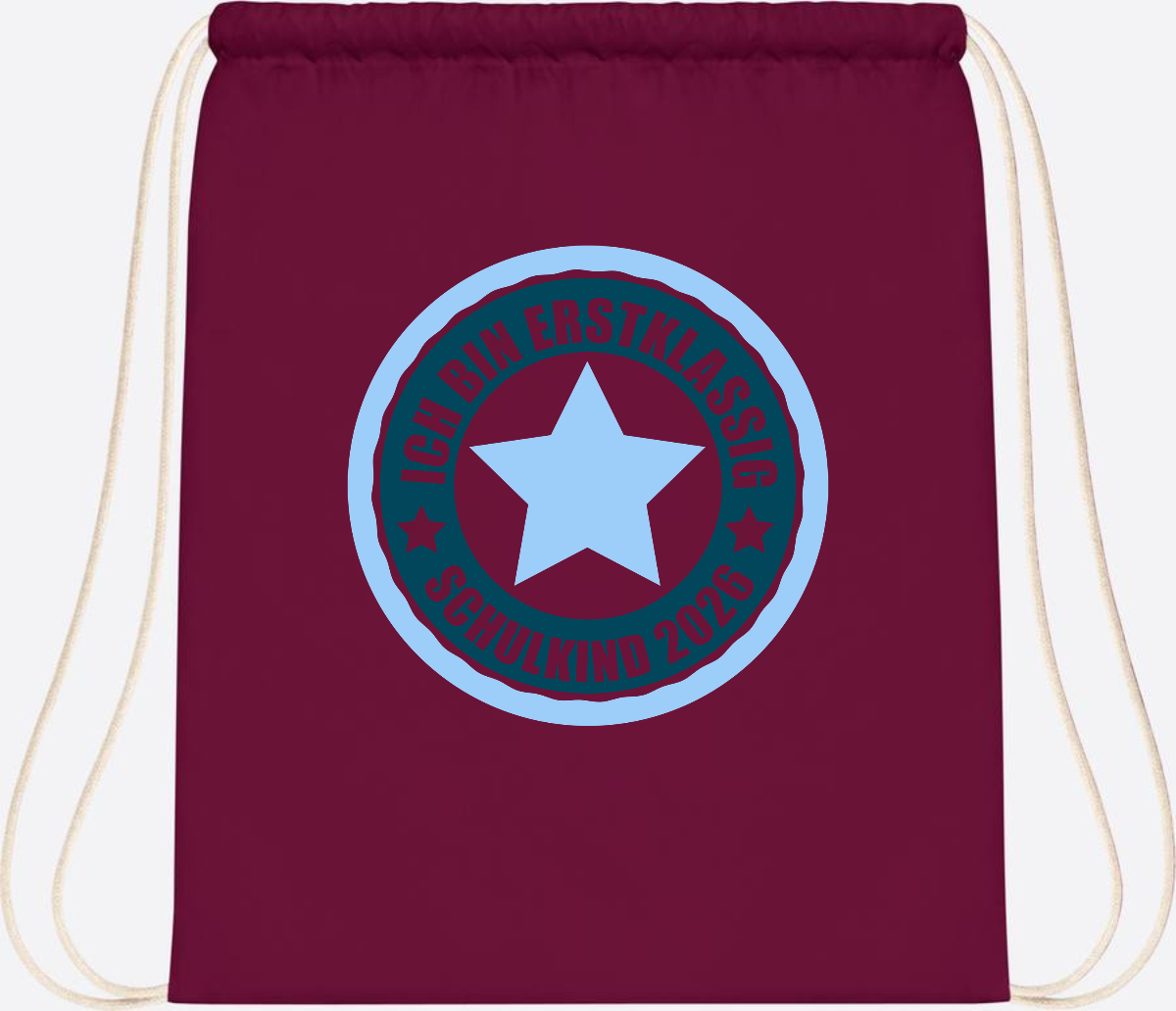 Turnbeutel „Ich bin erstklassig“ – Schulkind 2026 Geschenk - Burgundy