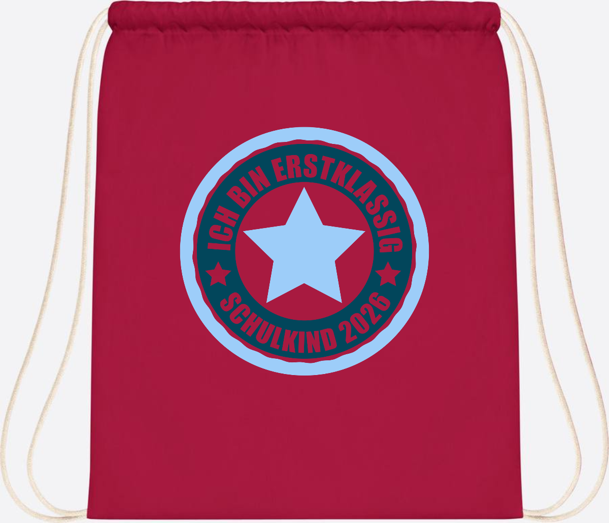 Turnbeutel „Ich bin erstklassig“ – Schulkind 2026 Geschenk - Classic Red