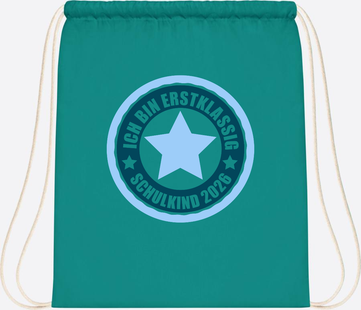 Turnbeutel „Ich bin erstklassig“ – Schulkind 2026 Geschenk - Emerald