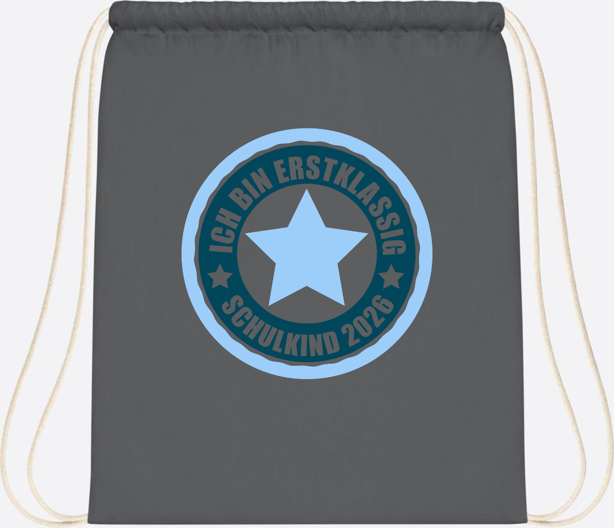 Turnbeutel „Ich bin erstklassig“ – Schulkind 2026 Geschenk - Graphite Grey