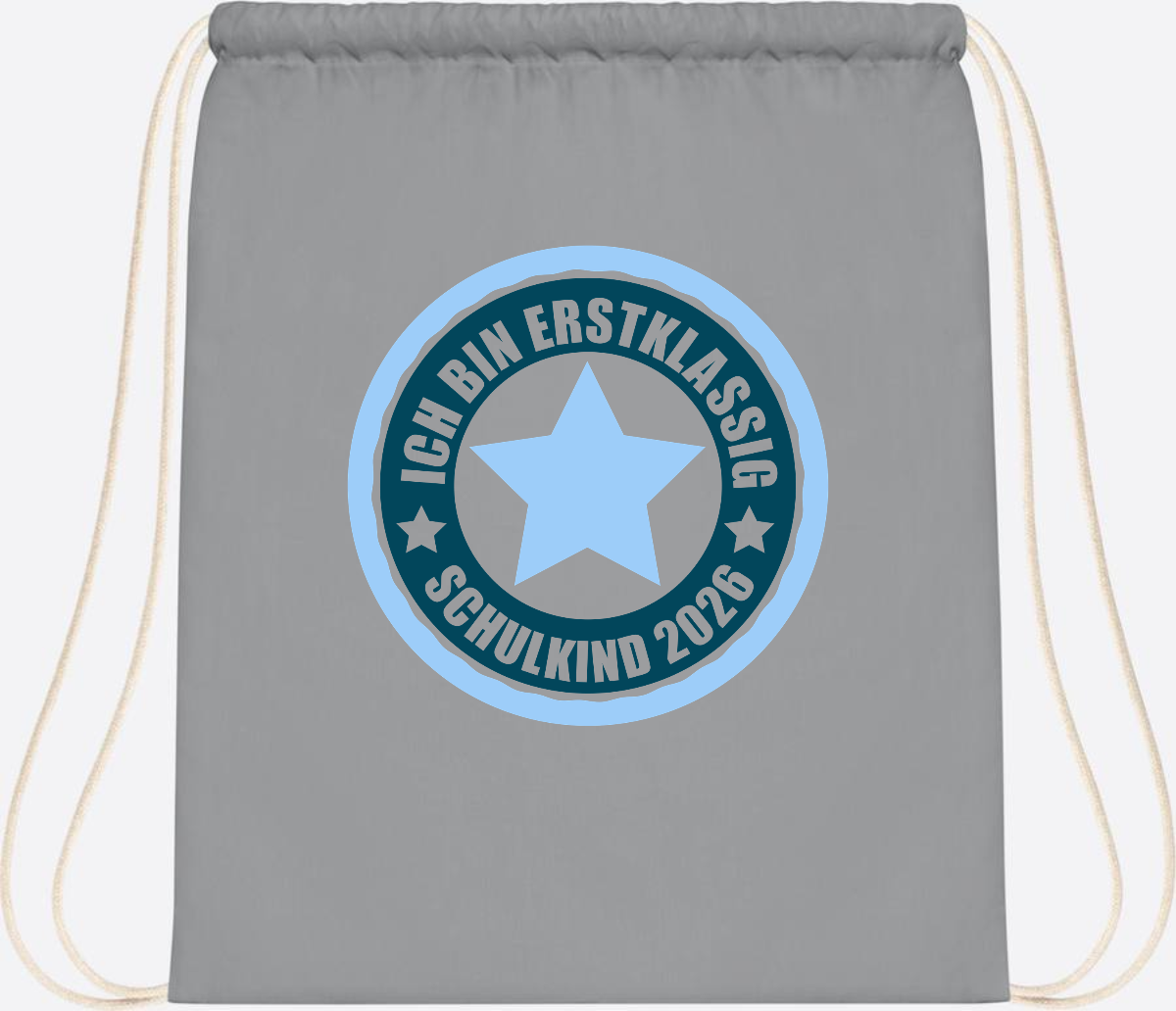 Turnbeutel „Ich bin erstklassig“ – Schulkind 2026 Geschenk - Light Grey