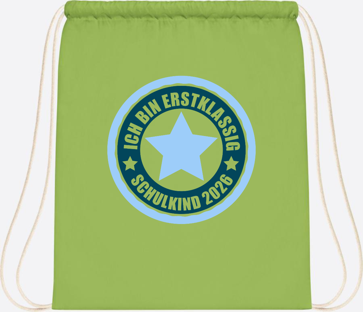 Turnbeutel „Ich bin erstklassig“ – Schulkind 2026 Geschenk - Lime Green
