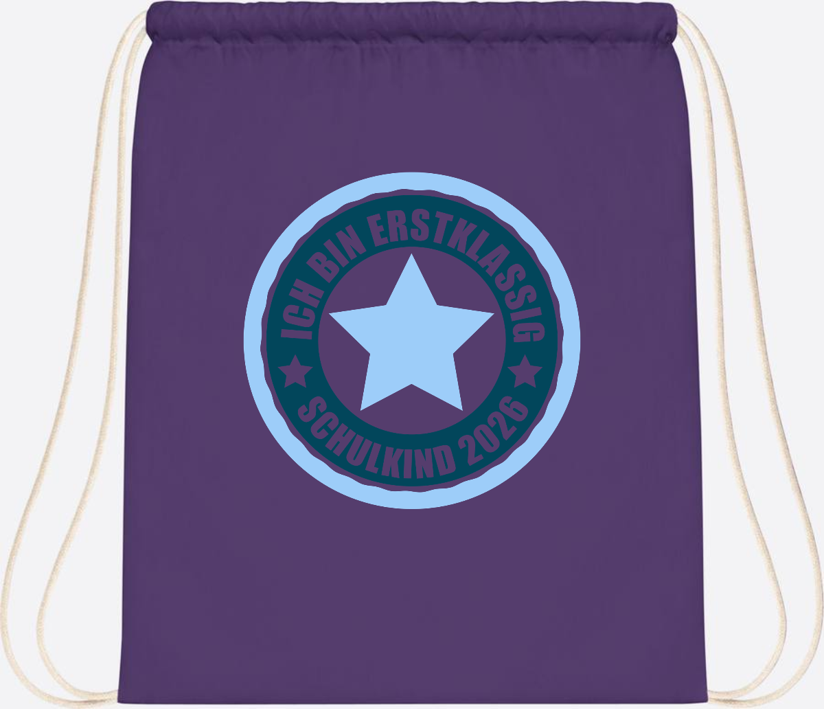 Turnbeutel „Ich bin erstklassig“ – Schulkind 2026 Geschenk - Purple