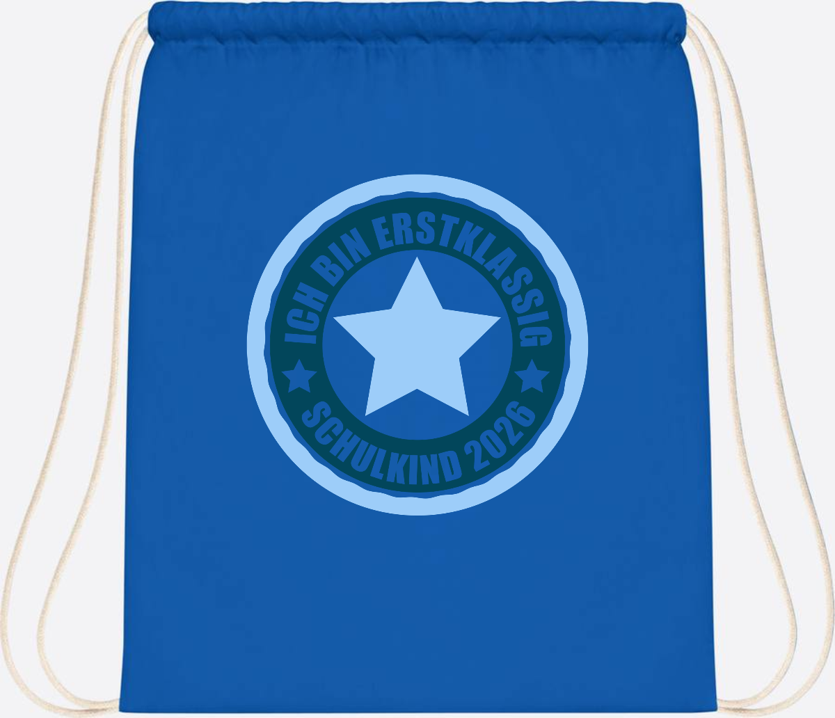Turnbeutel „Ich bin erstklassig“ – Schulkind 2026 Geschenk - Sapphire Blue