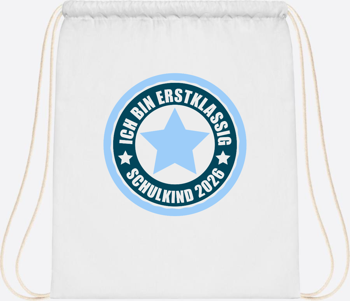Turnbeutel „Ich bin erstklassig“ – Schulkind 2026 Geschenk - White