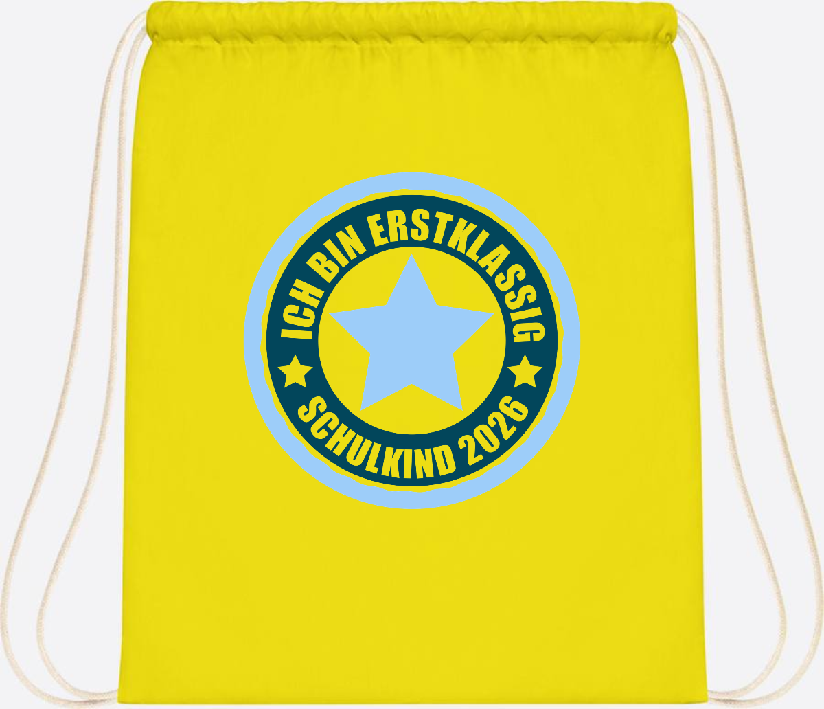 Turnbeutel „Ich bin erstklassig“ – Schulkind 2026 Geschenk - Yellow