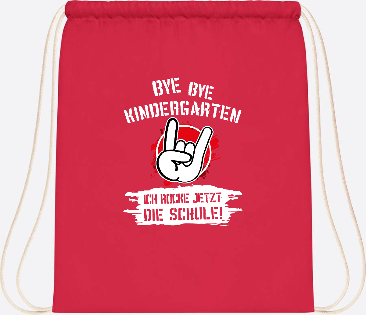 Turnbeutel 'Ich rocke die Schule' mit Name – Grunge Rot - Bright Red