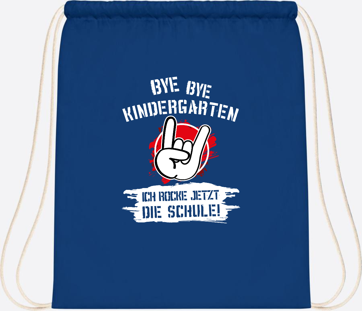 Turnbeutel 'Ich rocke die Schule' mit Name – Grunge Rot - Bright Royal