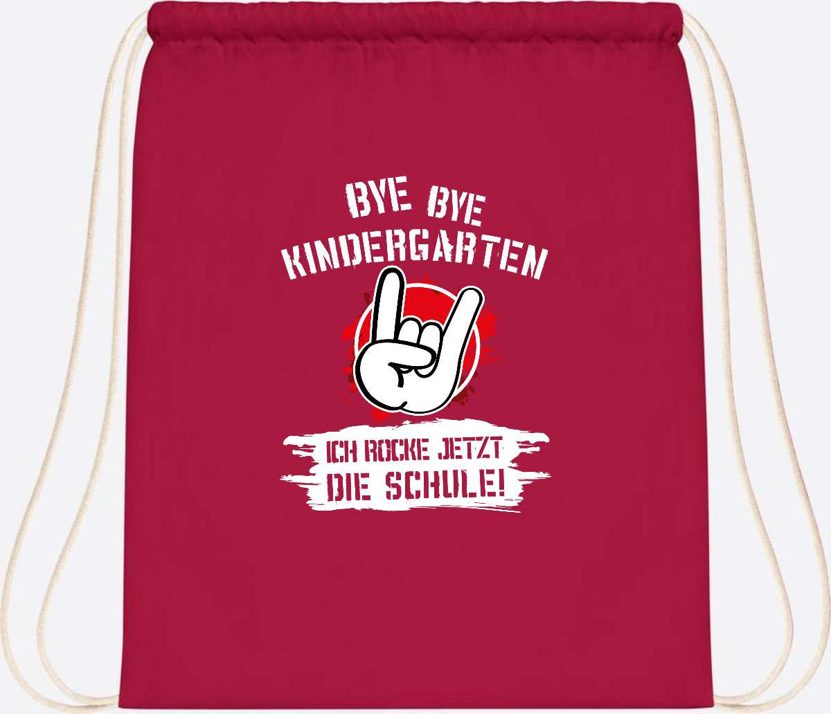 Turnbeutel 'Ich rocke die Schule' mit Name – Grunge Rot - Classic Red