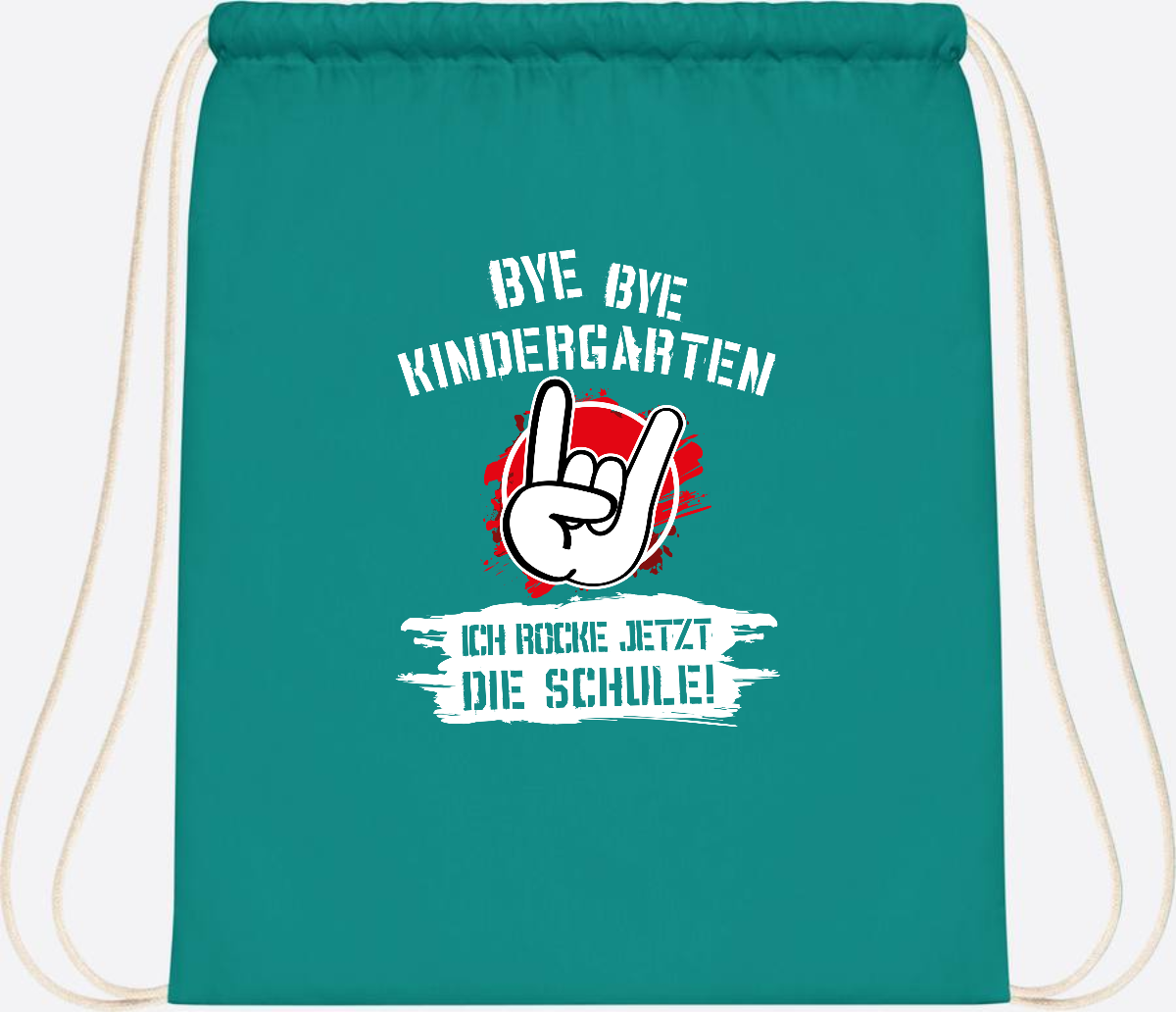 Turnbeutel 'Ich rocke die Schule' mit Name – Grunge Rot - Emerald