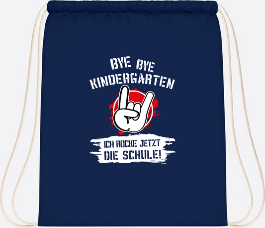 Turnbeutel 'Ich rocke die Schule' mit Name – Grunge Rot - French Navy