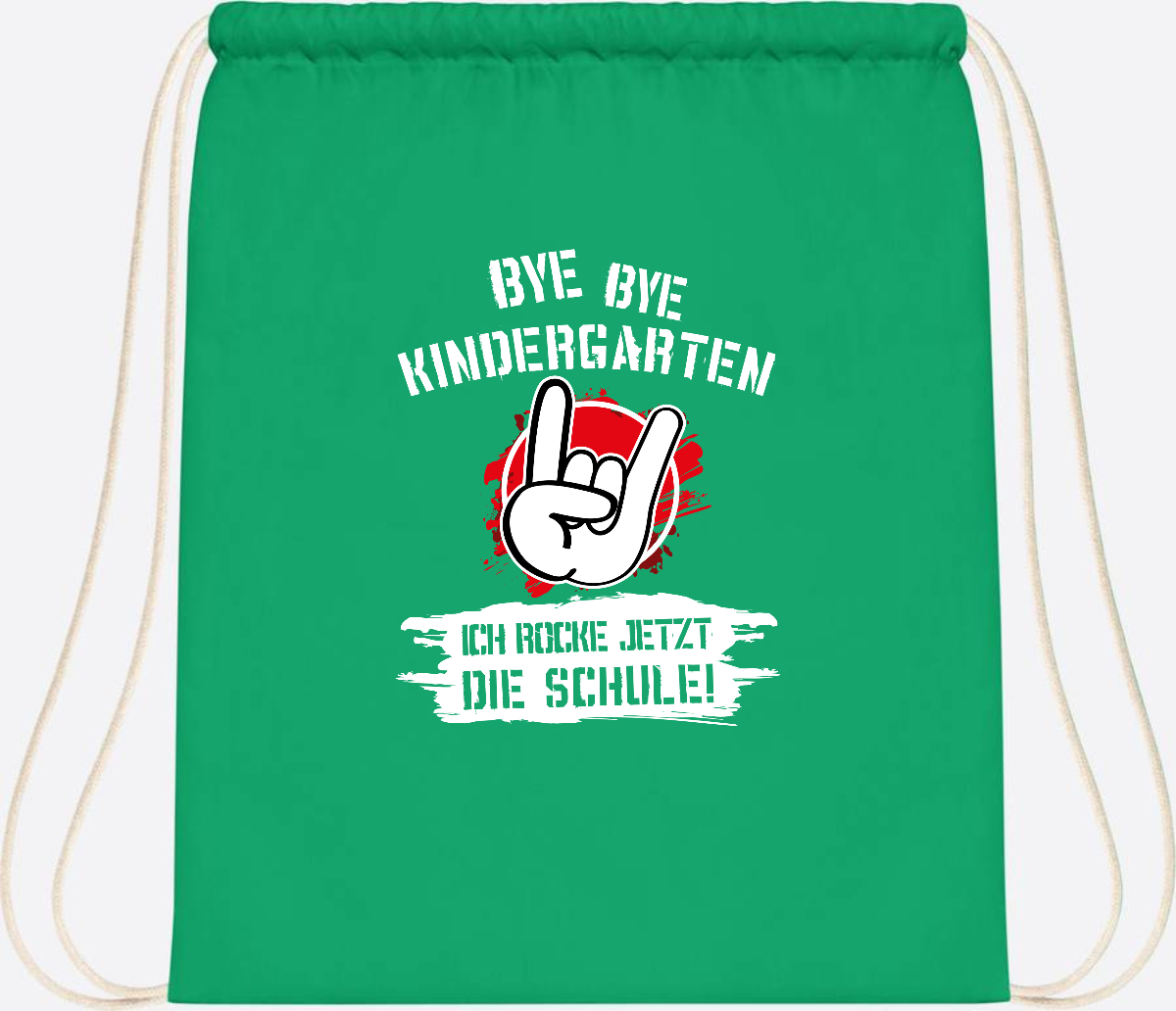 Turnbeutel 'Ich rocke die Schule' mit Name – Grunge Rot - Kelly Green