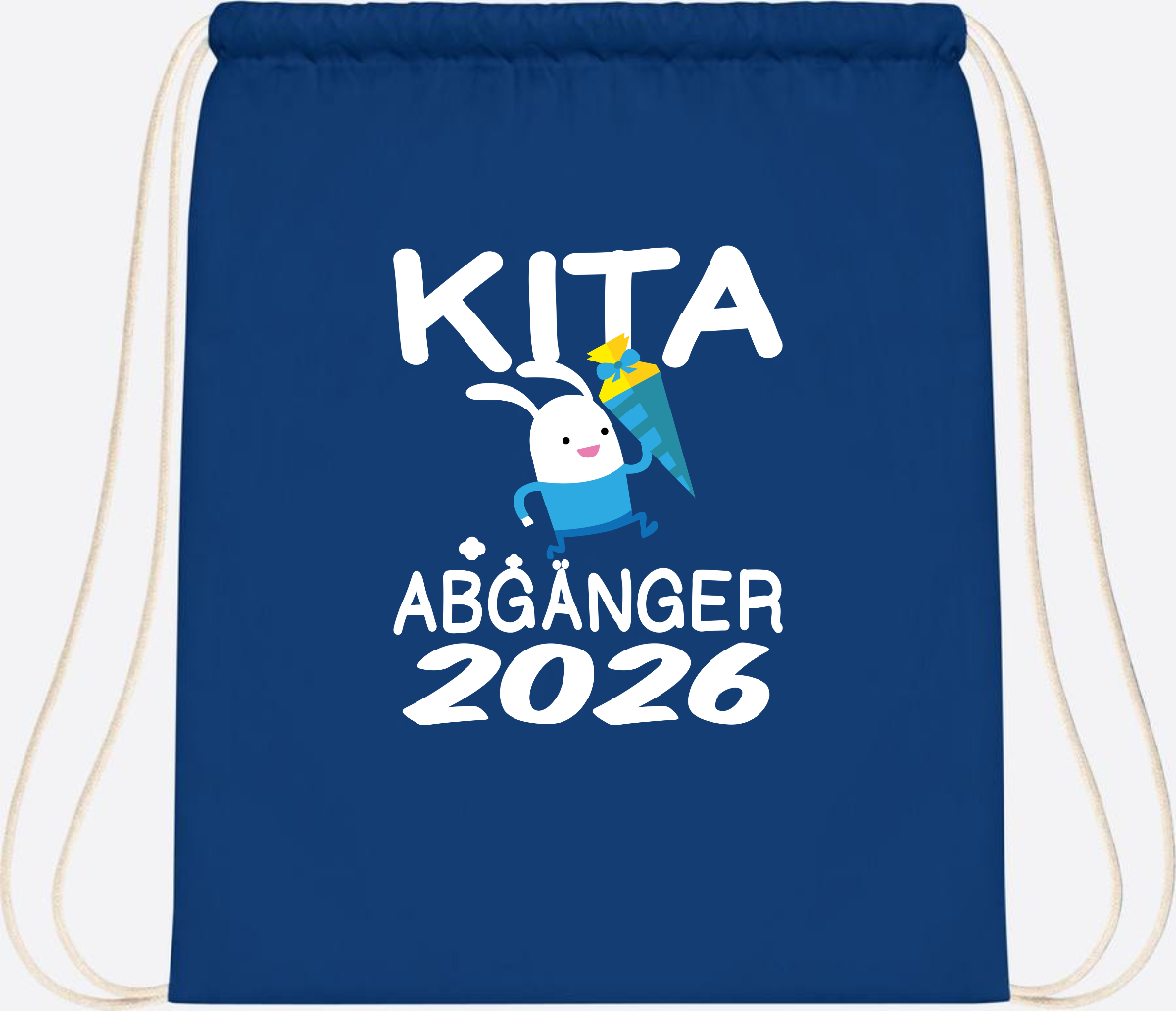 Turnbeutel Kita Abgänger 2026 – Hase mit Schultüte - Bright Royal
