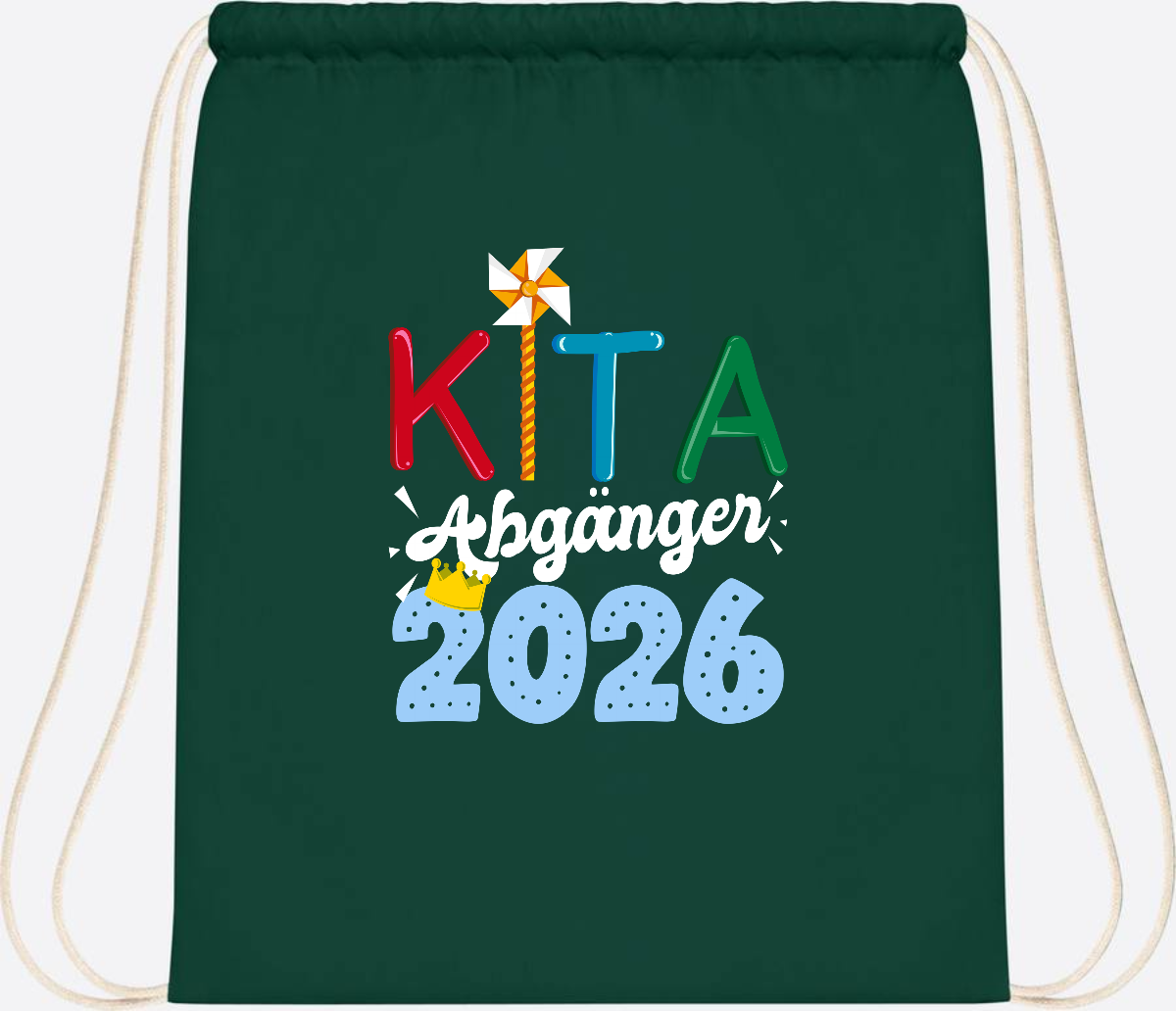 Turnbeutel Kita Abgänger 2026 mit Namen – Geschenk Einschulung - Bottle Green