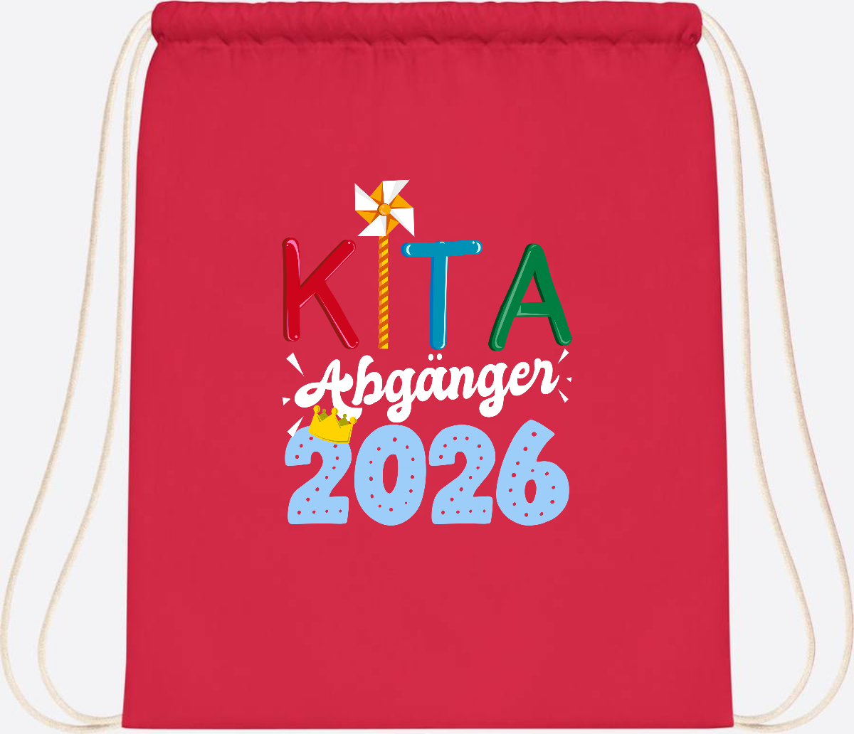 Turnbeutel Kita Abgänger 2026 mit Namen – Geschenk Einschulung - Bright Red