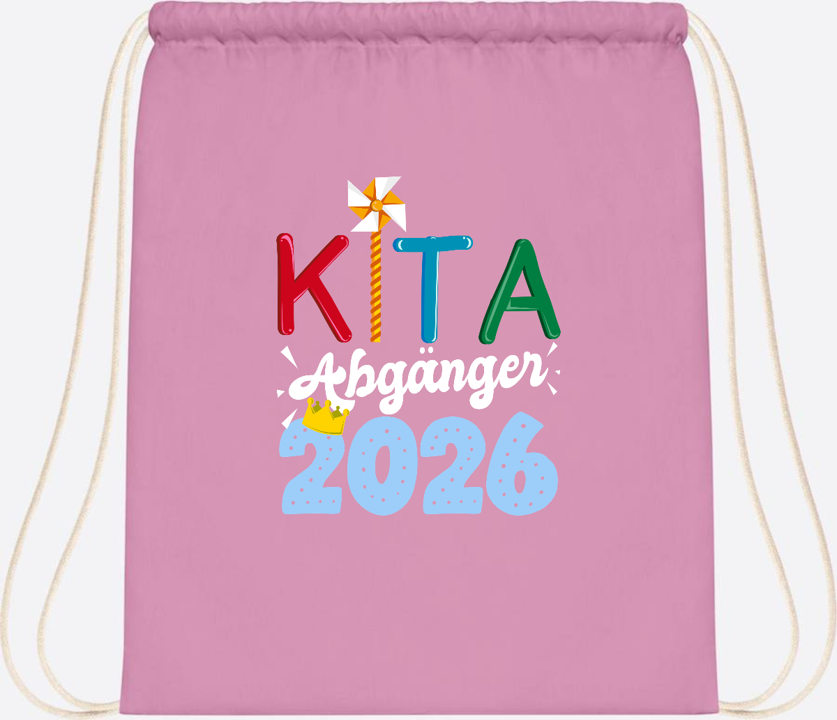 Turnbeutel Kita Abgänger 2026 mit Namen – Geschenk Einschulung - Classic Pink/White