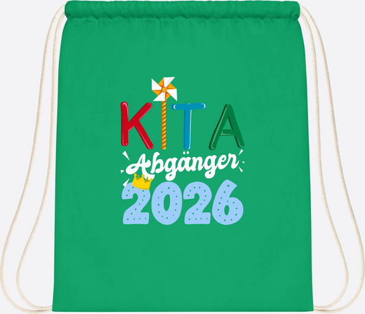 Turnbeutel Kita Abgänger 2026 mit Namen – Geschenk Einschulung - Kelly Green