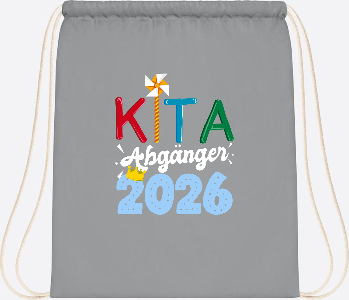 Turnbeutel Kita Abgänger 2026 mit Namen – Geschenk Einschulung - Light Grey