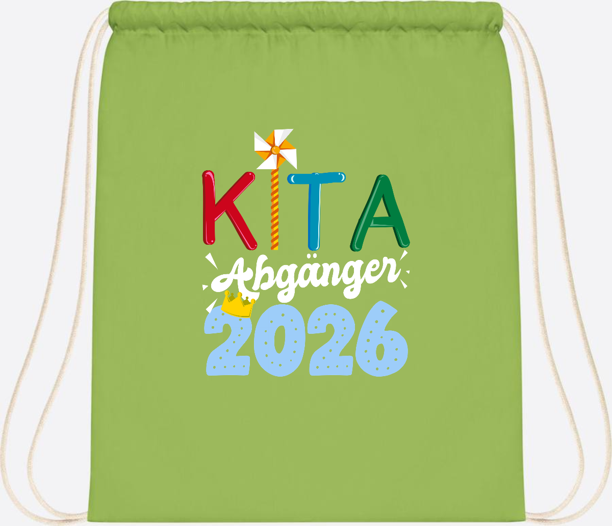 Turnbeutel Kita Abgänger 2026 mit Namen – Geschenk Einschulung - Lime Green
