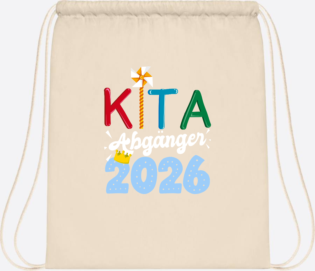 Turnbeutel Kita Abgänger 2026 mit Namen – Geschenk Einschulung - Natural