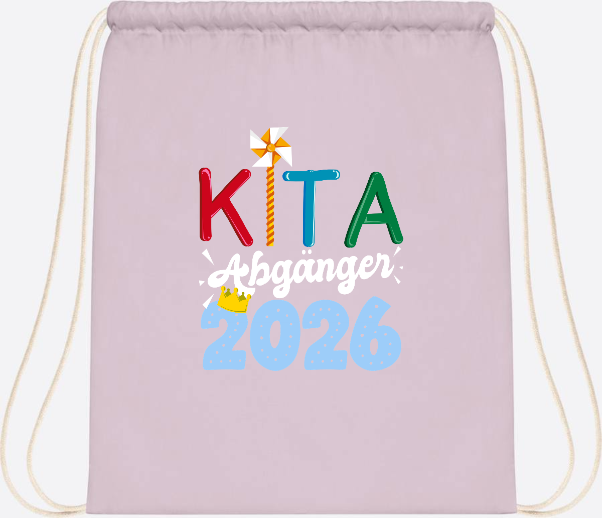 Turnbeutel Kita Abgänger 2026 mit Namen – Geschenk Einschulung - Pastel Pink/White