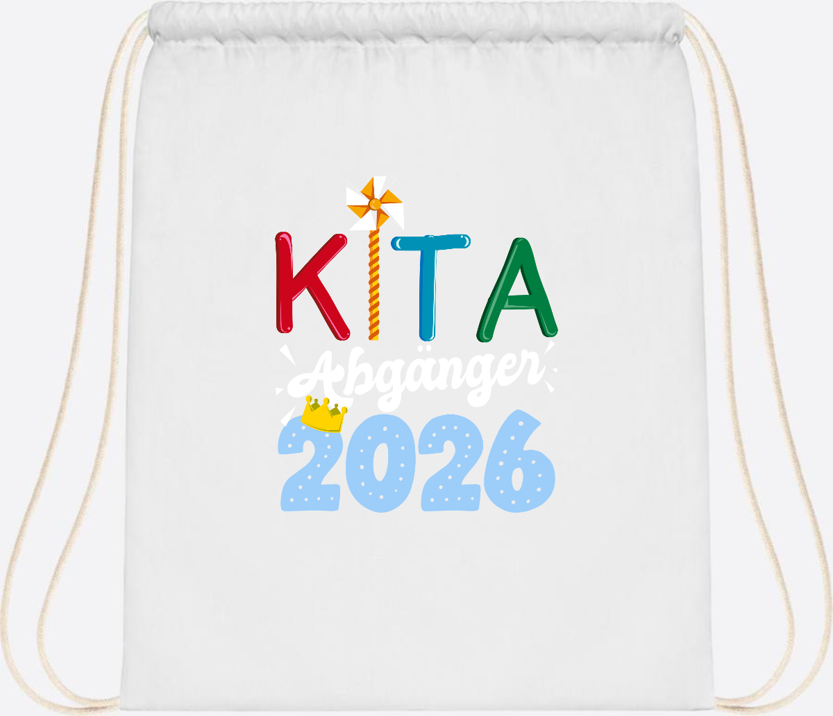 Turnbeutel Kita Abgänger 2026 mit Namen – Geschenk Einschulung - White