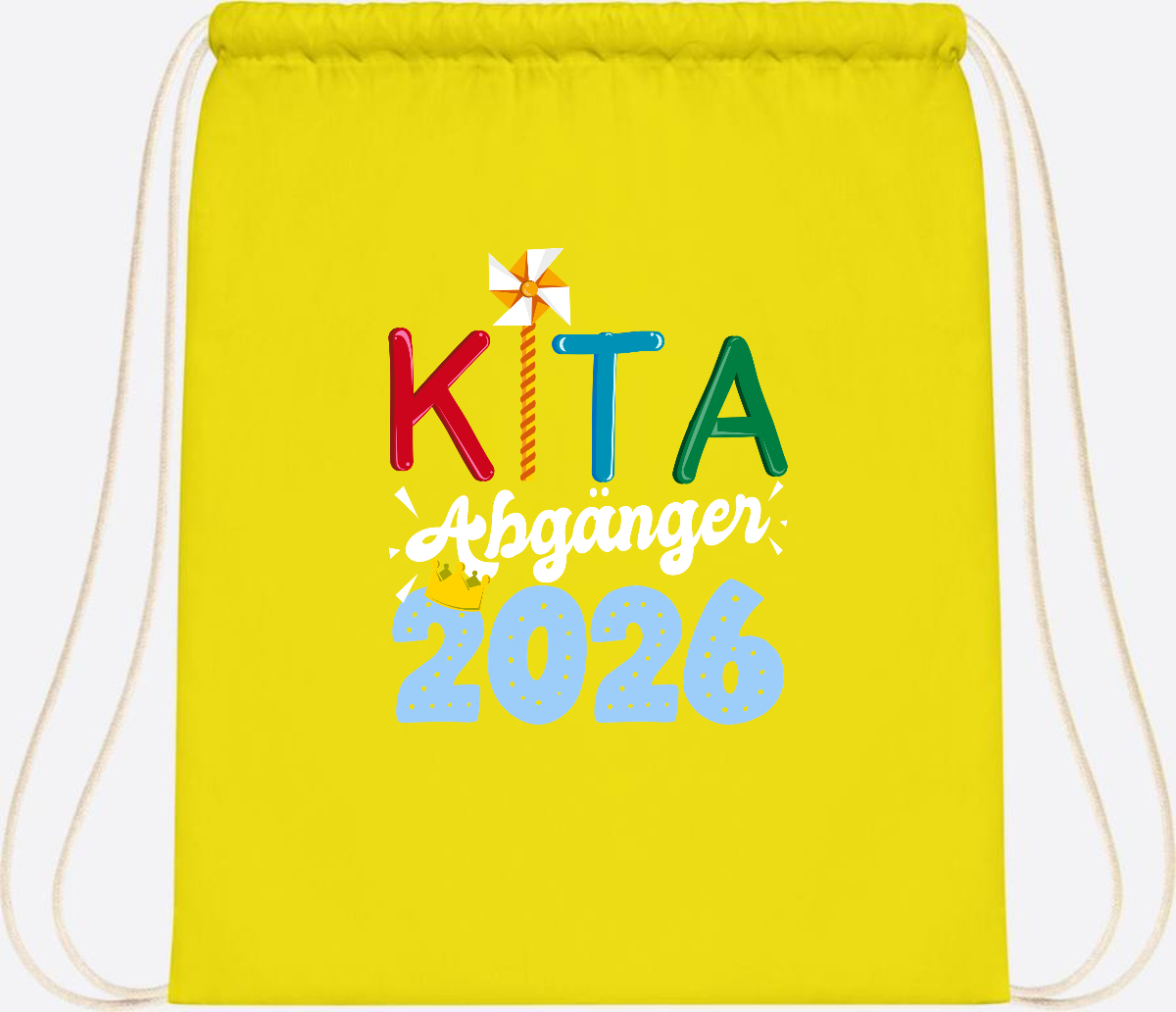 Turnbeutel Kita Abgänger 2026 mit Namen – Geschenk Einschulung - Yellow