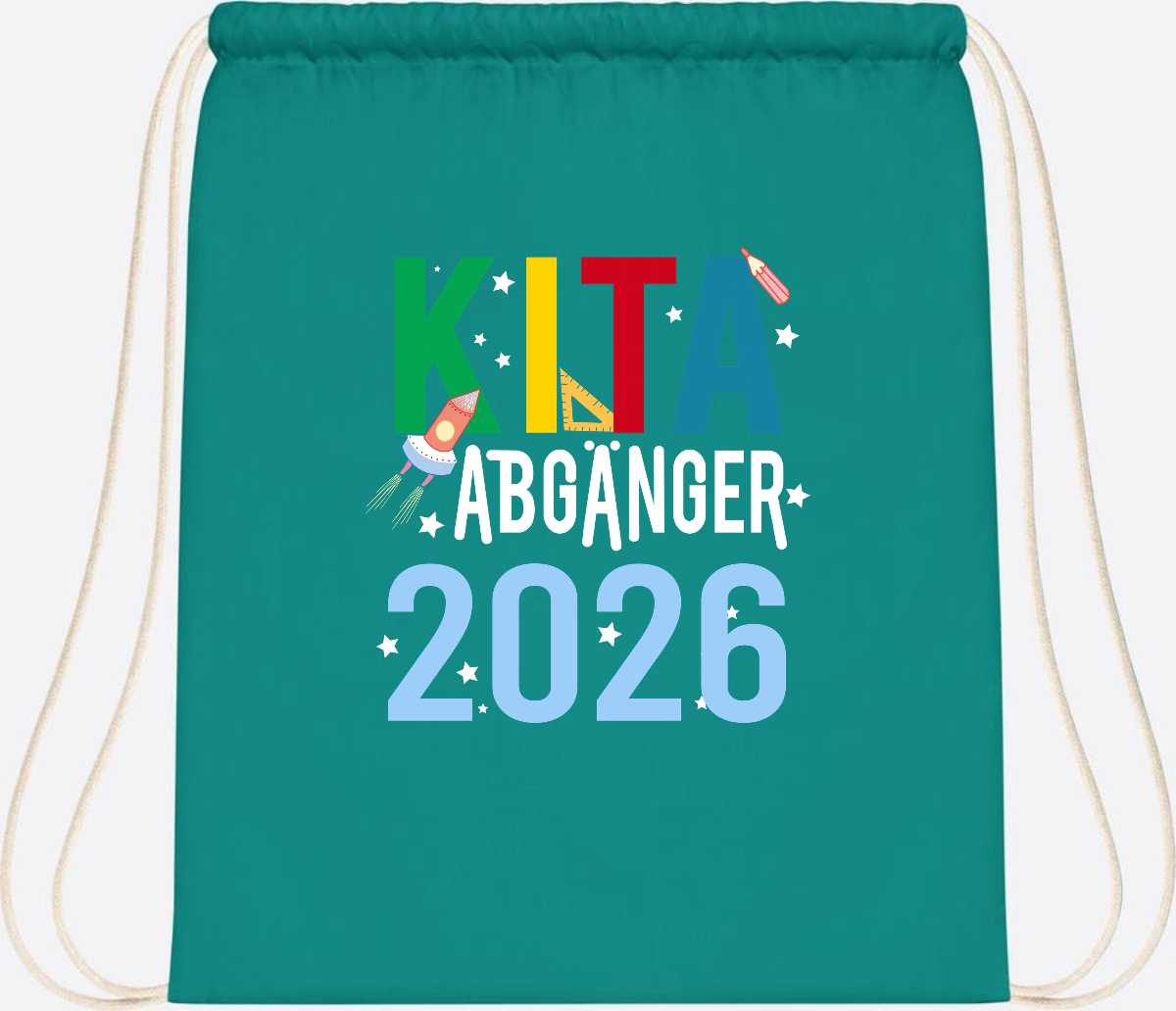 Turnbeutel Kita Abgänger 2026 – Personalisiert mit Name - Emerald