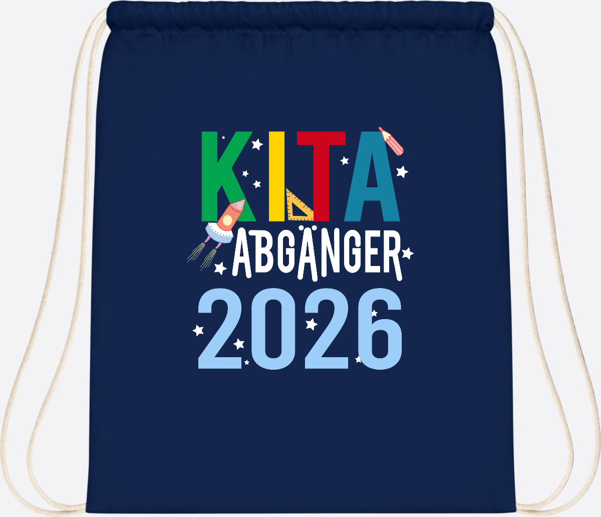 Turnbeutel Kita Abgänger 2026 – Personalisiert mit Name - French Navy