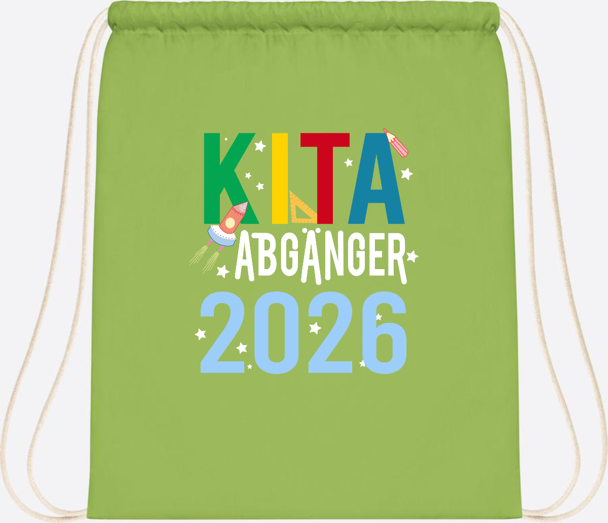 Turnbeutel Kita Abgänger 2026 – Personalisiert mit Name - Lime Green