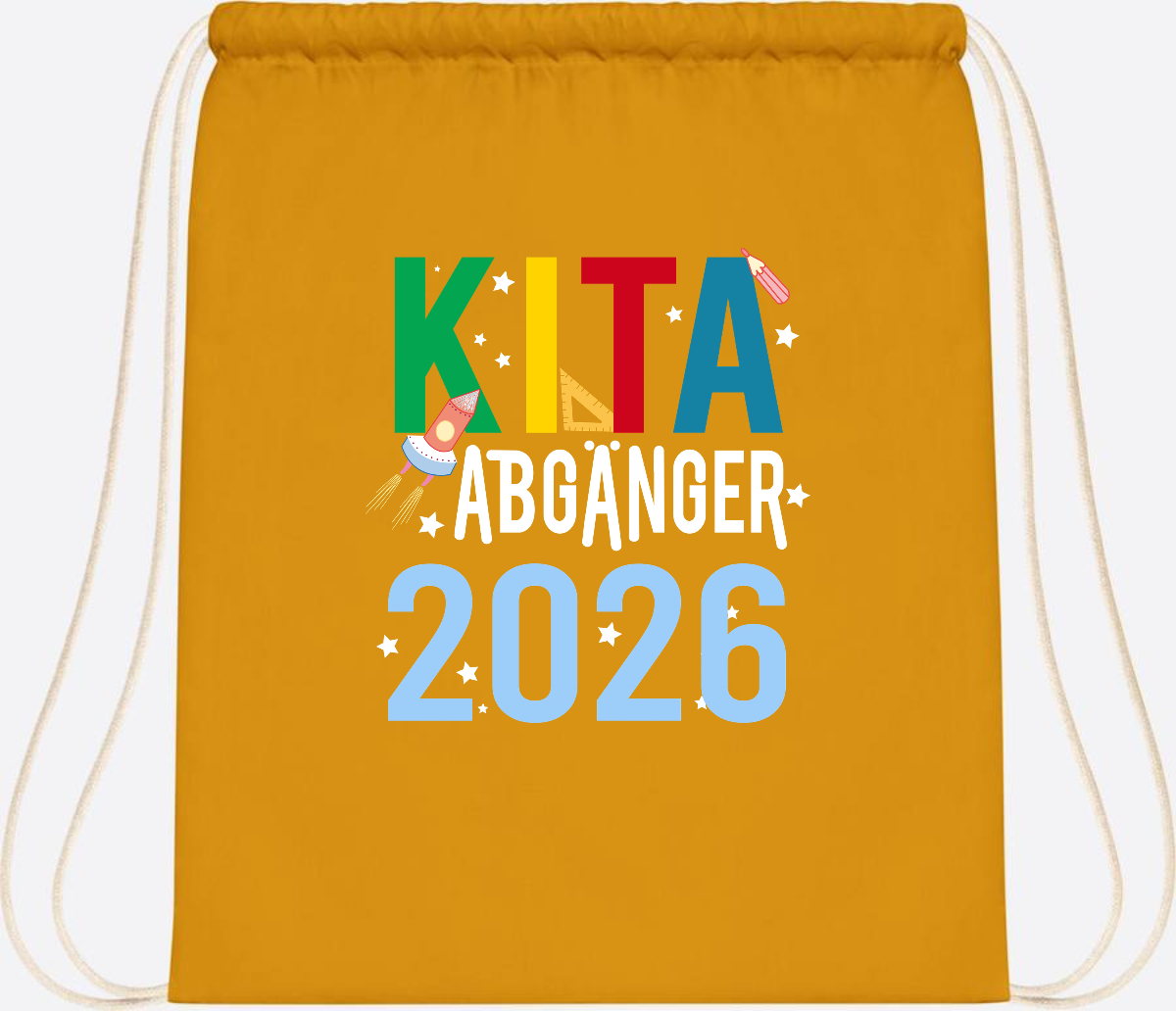 Turnbeutel Kita Abgänger 2026 – Personalisiert mit Name - Mustard