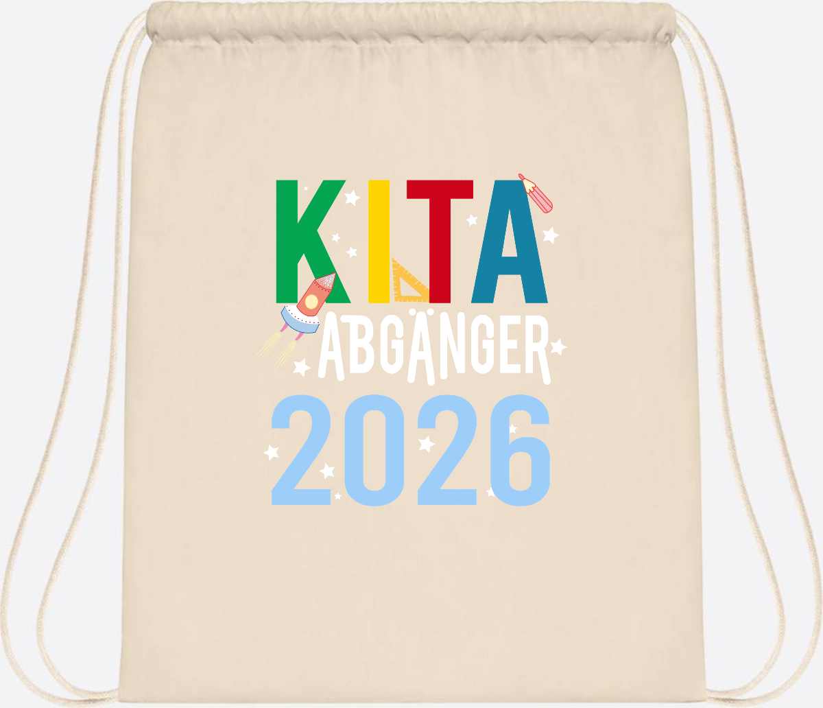 Turnbeutel Kita Abgänger 2026 – Personalisiert mit Name - Natural