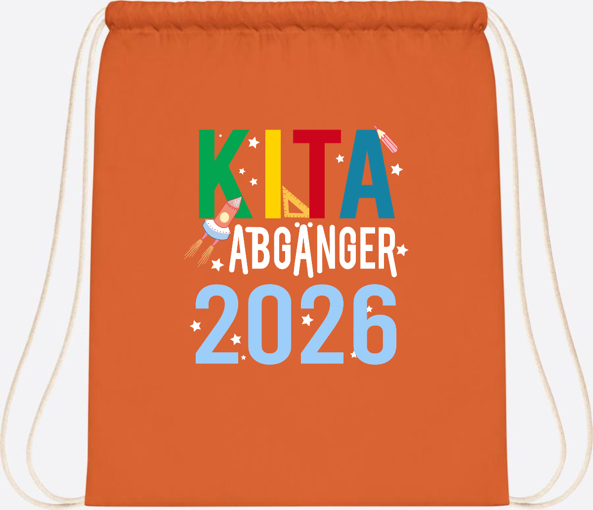 Turnbeutel Kita Abgänger 2026 – Personalisiert mit Name - Orange