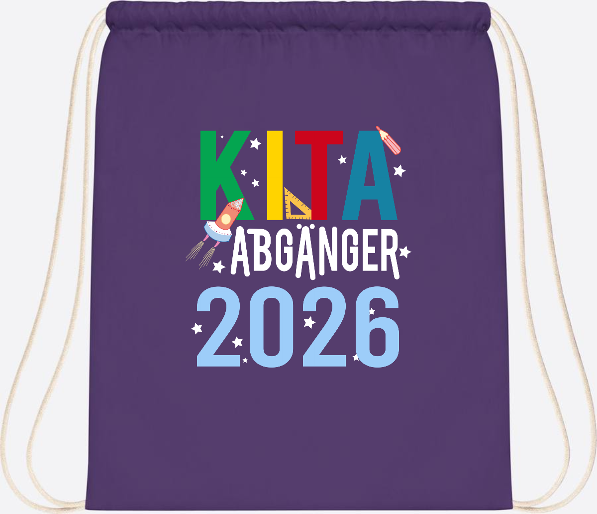 Turnbeutel Kita Abgänger 2026 – Personalisiert mit Name - Purple