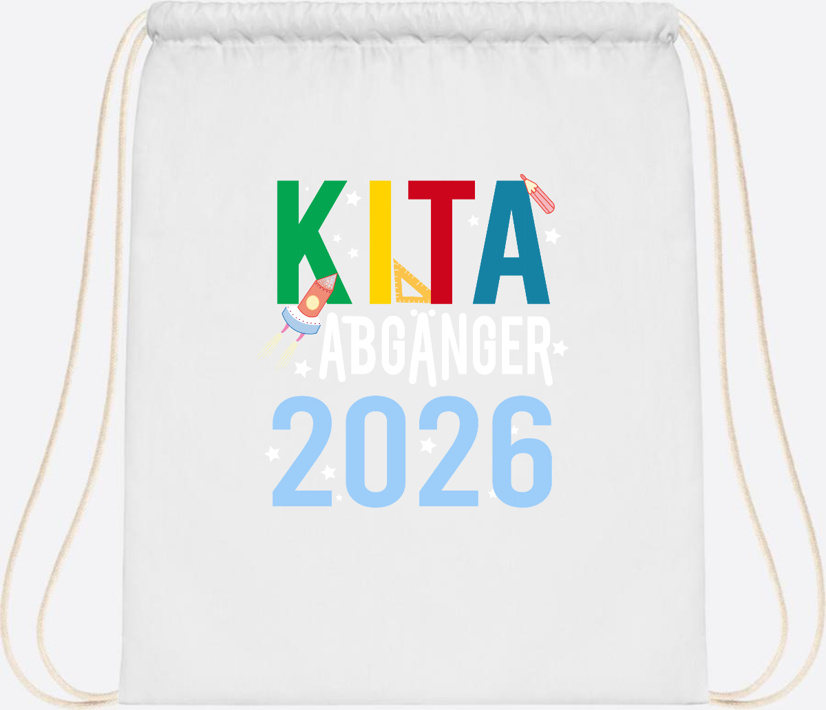 Turnbeutel Kita Abgänger 2026 – Personalisiert mit Name - White